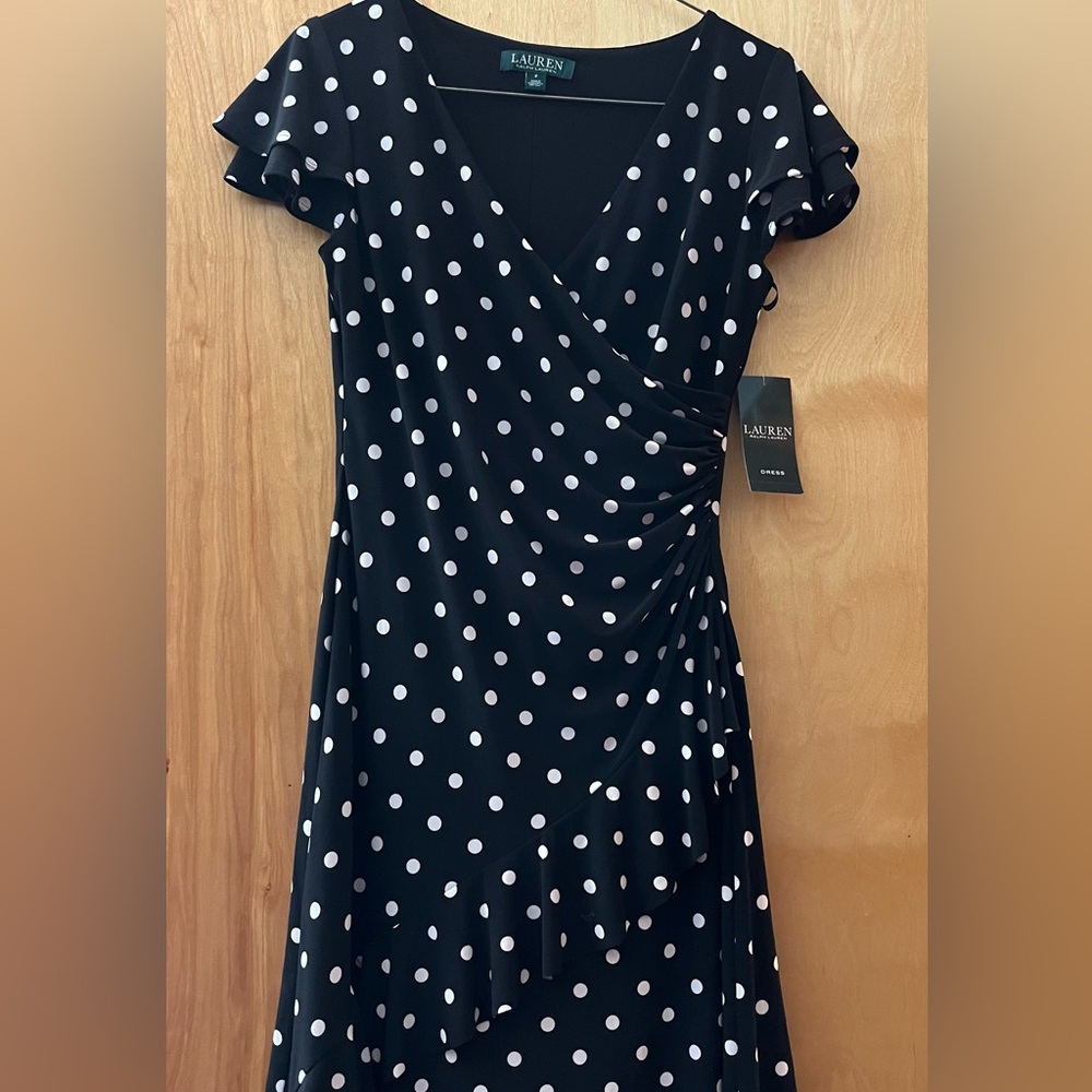 Lauren black polka dotted dress | size 2